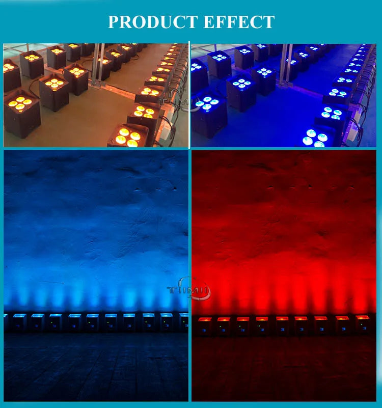 8Pcs 6x18w LED RGBWA+UV 6in1 Wireless Battery Led Stage Up Par Light With Bar Flightcase Disco Party Home DJ Professiona