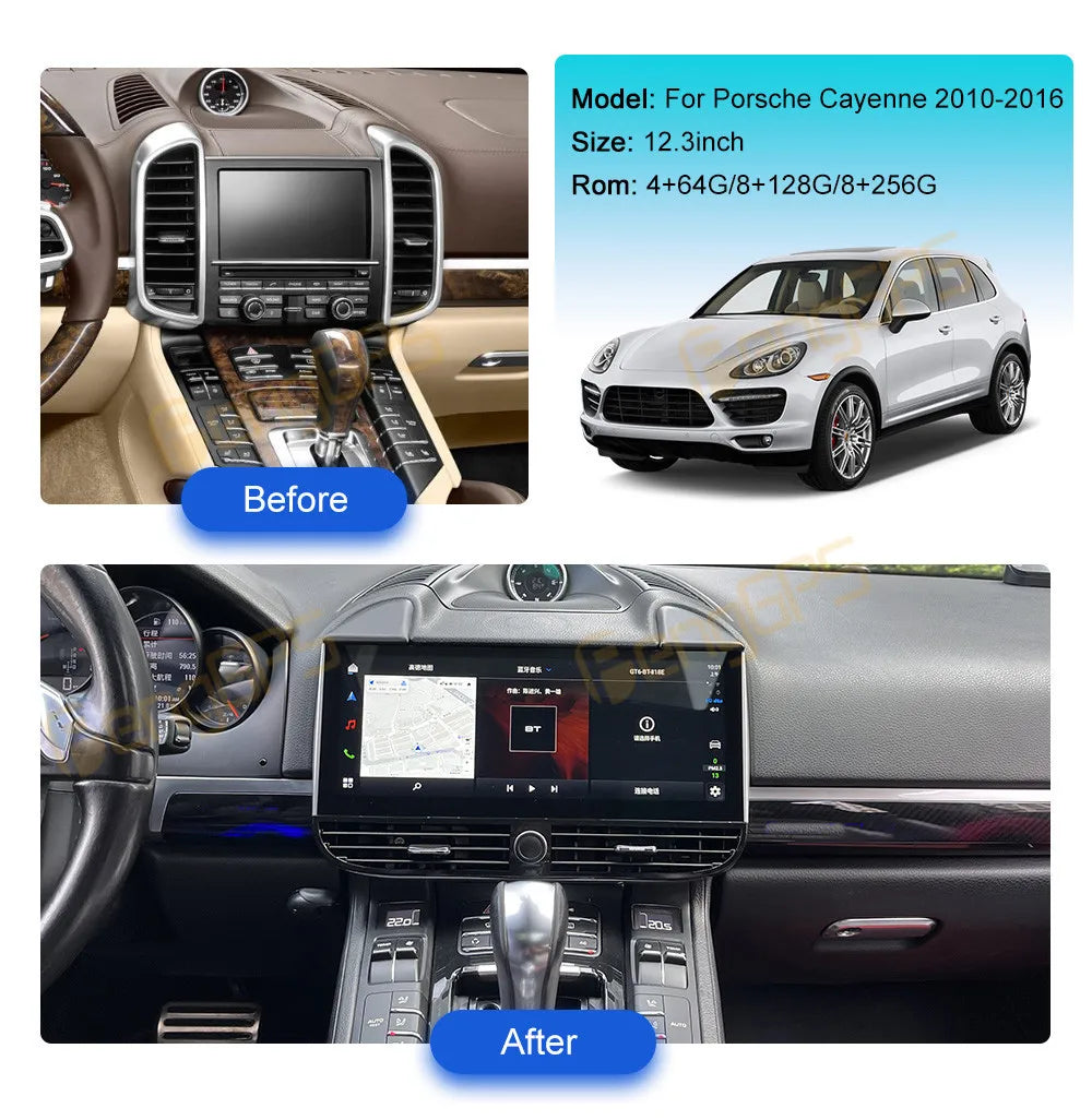 256G For Porsche Cayenne 2010 - 2017 Car Intelligent System Car Radio Multimedia Player GPS Navig Carplay Android Auto Head Unit