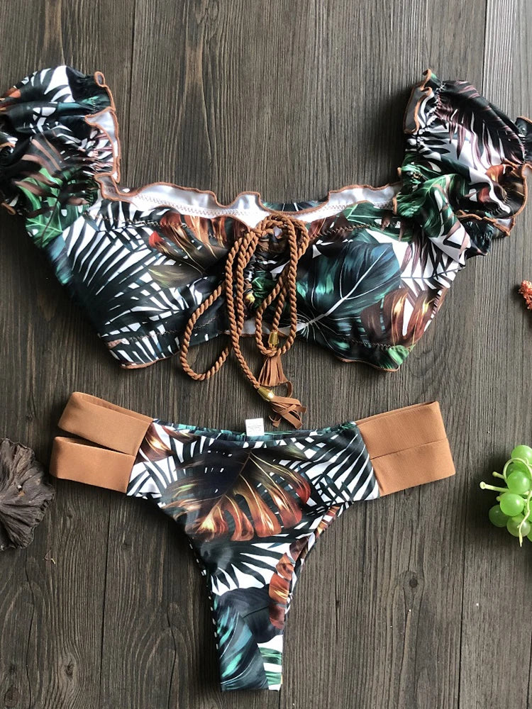 RUOTONGSEPT New Push Up 2024 Bikini Set Women Swimsuit Ruffle Biquini Swimwear Sexy Brazilian Ribbed Beachwear Bathing Suit