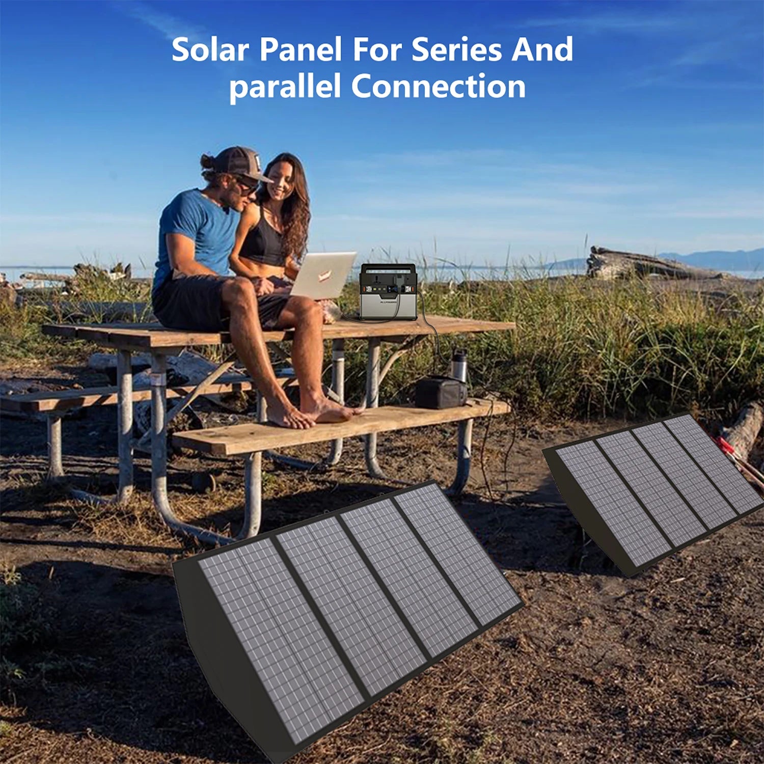 ALLPOWERS Powerstation 2400W Mobile  Energy Storage Power Supply With 18V Solarpanel, 4x2400W AC Outlet,30A RV Plug,UPS Function