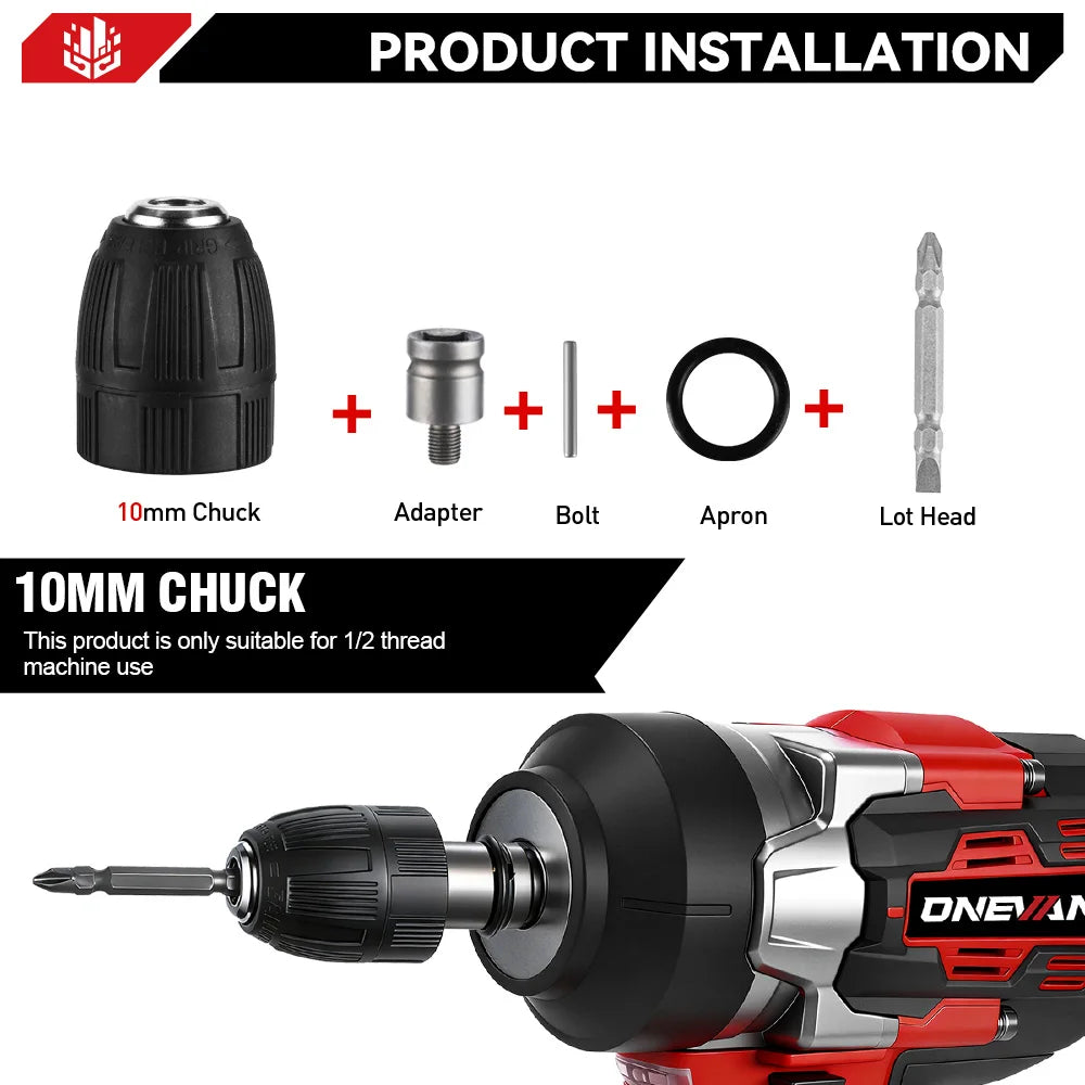 ONEVAN 2800N.M Brushless Electric Impact Wrench High Torque 1/2 Inch Screwdriver Drill Repair Tool For Makita 18V Battery Pin