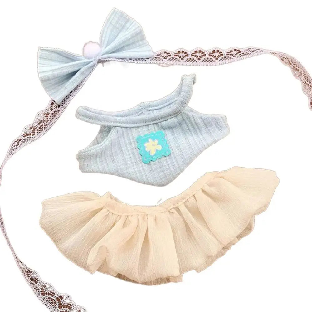 Head Cover 20cm Cotton Doll Dress Shoulder Strap Skirt Hoodies Cotton Doll Clothes DIY Dress Up Sweet Plush Toy Clothes