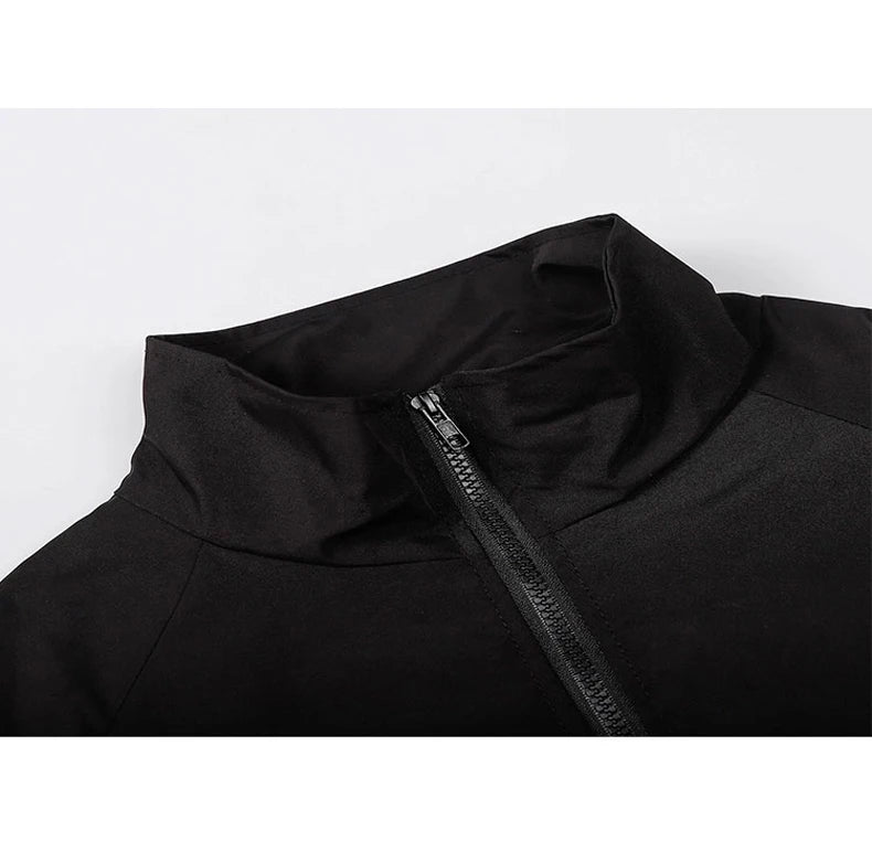 Reflective Striped Men's Jacket 2026 Hip Hop Streetwear Coats Zipper Up Jacket Windbreaker Harajuku Thin Coats Sports Black Blue