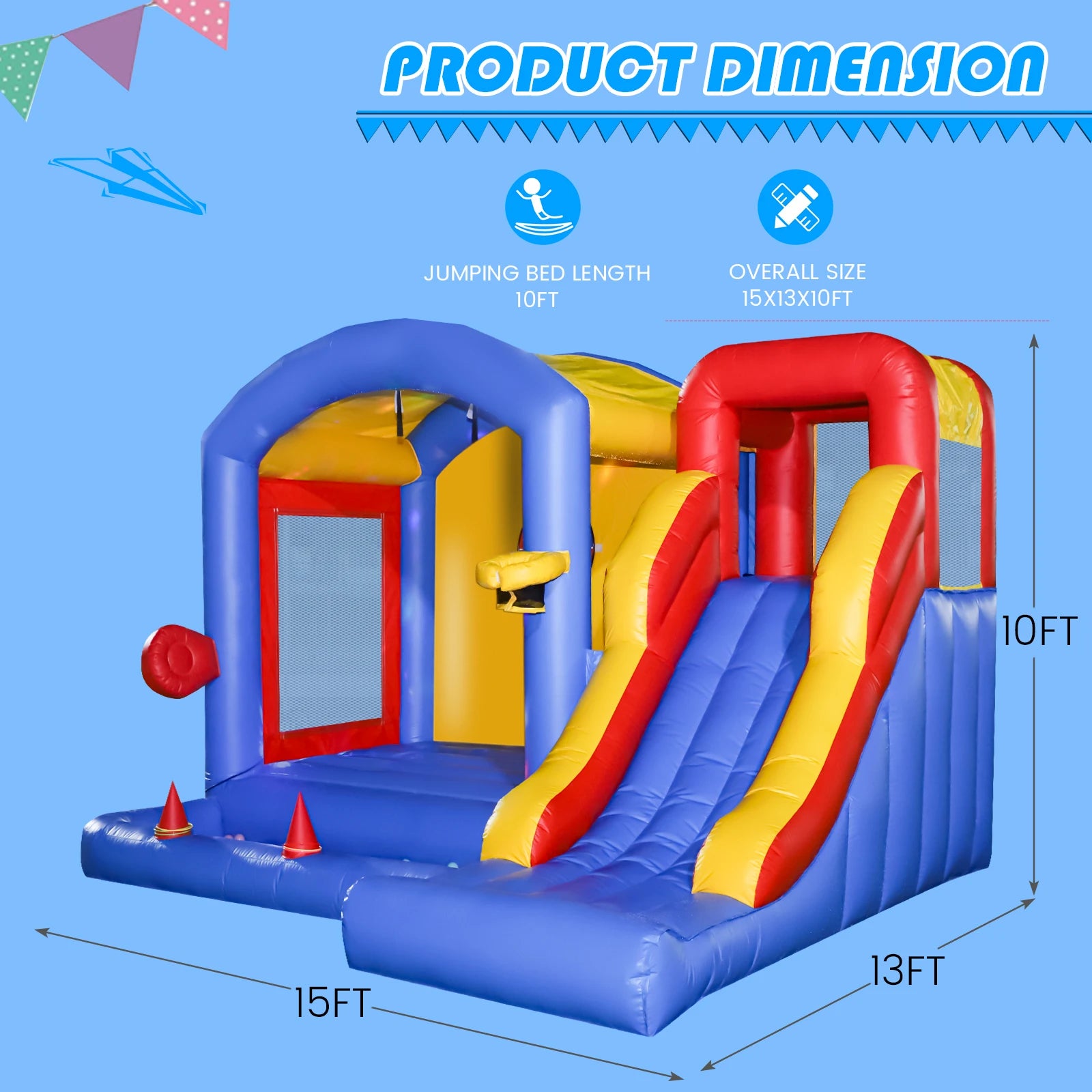Giant inflatable Bounce House Big Size Inflatable Trampoline With Double Slide Courtyard Kids Jumping Castle  Obstacle track