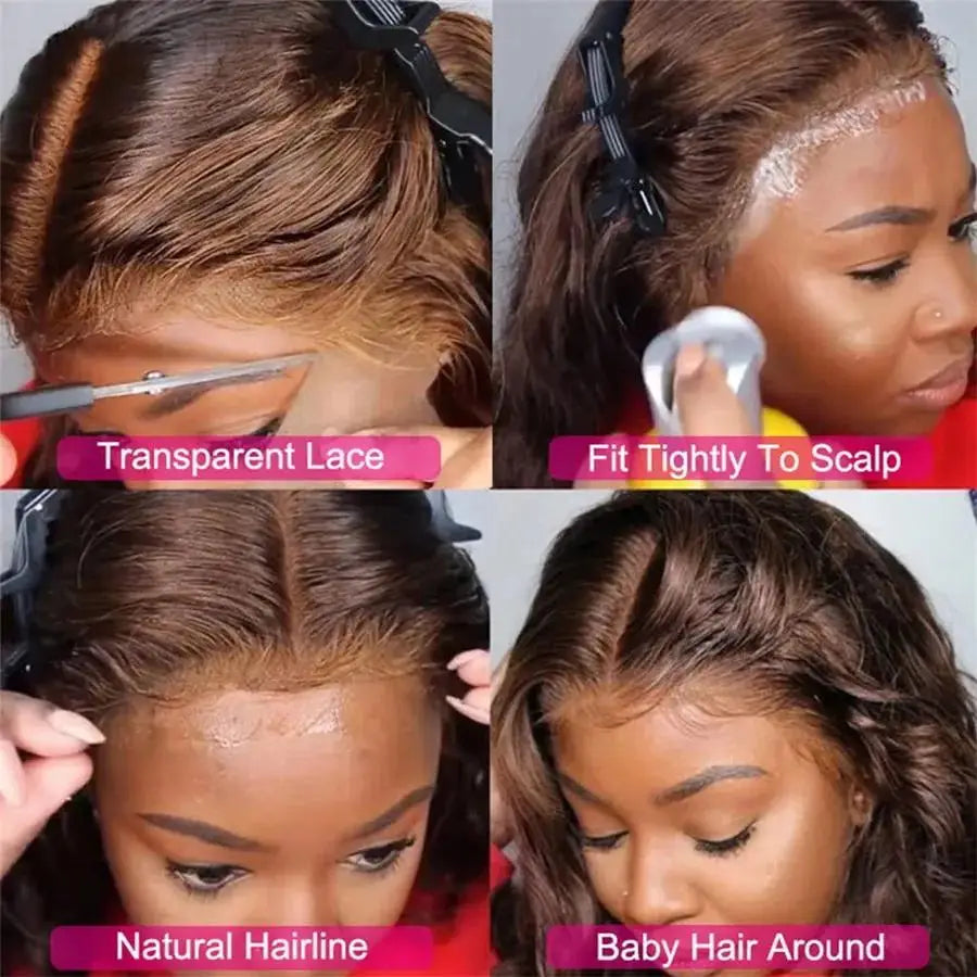 32 Inch13x4 Body Wave Lace Front Wig Chocolate Brown Lace Front Wigs HD 13x6 Lace Frontal Wig Colored Human Hair Wigs Remy