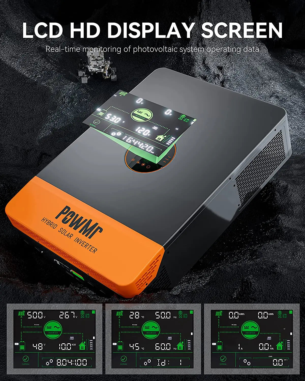 PowMr 2 MPPT 10KW 48V DC to 120V/240V AC Split-Phase Pure Sine Wave Hybrid Inversor With 200A MPPT Solar Charger Max PV 500Vdc