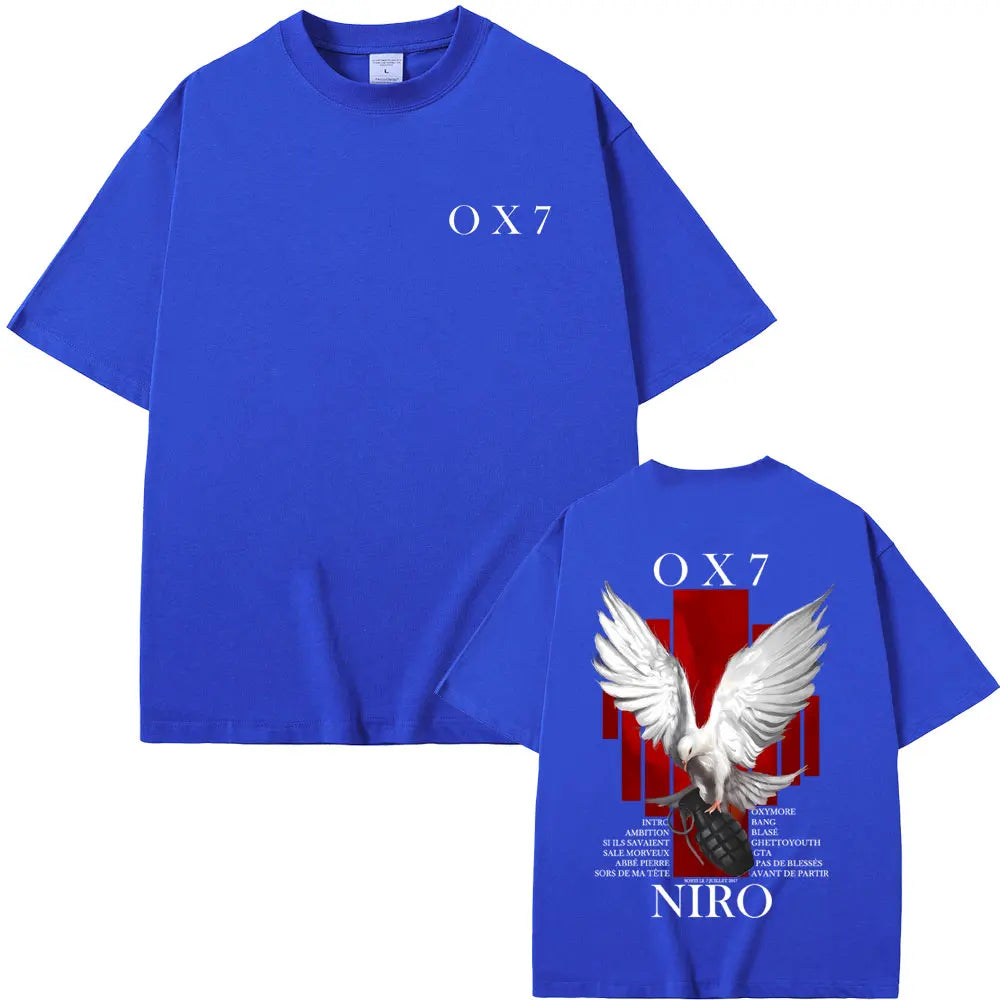 Rapper Niro OX7 Album Graphic T-shirt Men Women Hip Hop Fashion Pop Music T-shirts Male Casual Cotton Vintage T Shirt Streetwear