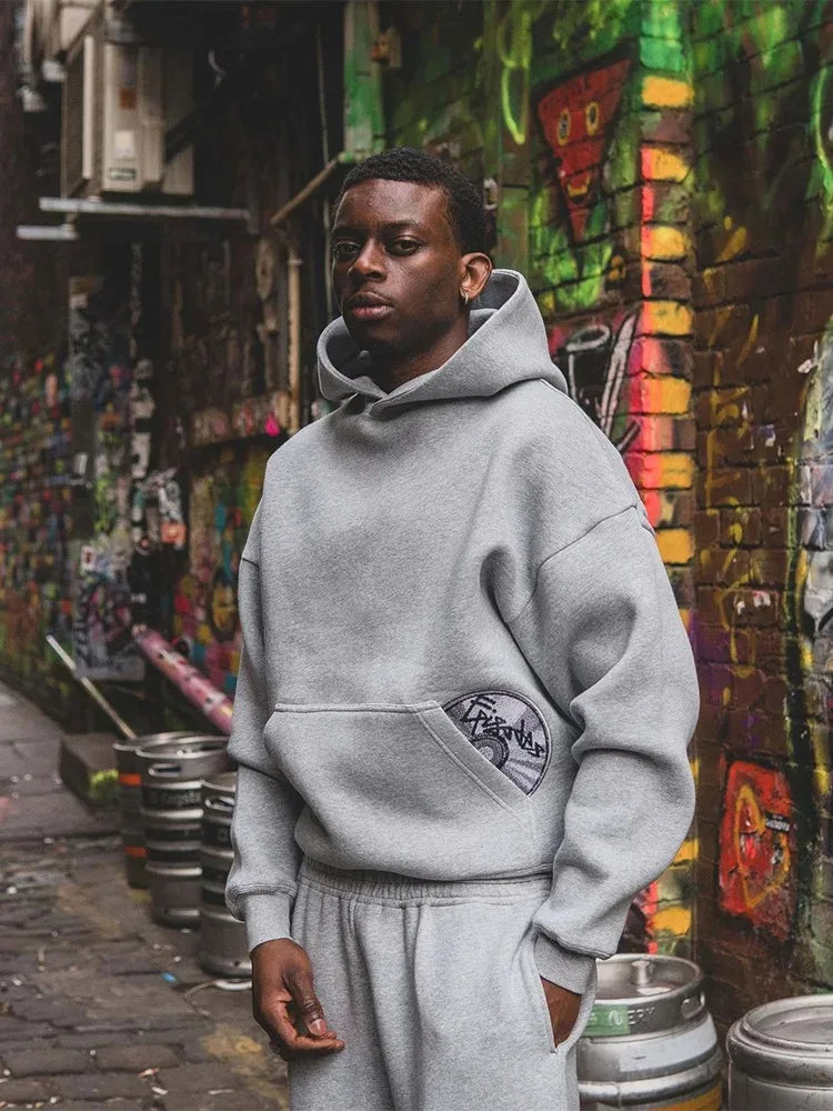 Trendy High Street Retro Casual Streetwear Men's Sports Suit Y2K Harajuku Embroidered Hoodie men Hip-hop Loose Sweatpants