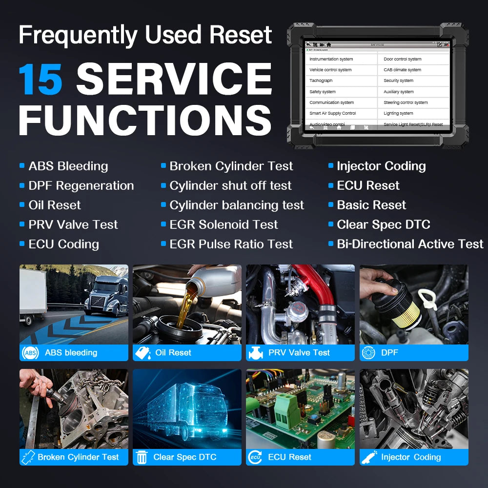 ANCEL X7HD Heavy Duty Truck Scanner  Full System Diagnostic Tool Bidirectional Diesel Scan Tool with 40+ Reset & DPF ECU Coding