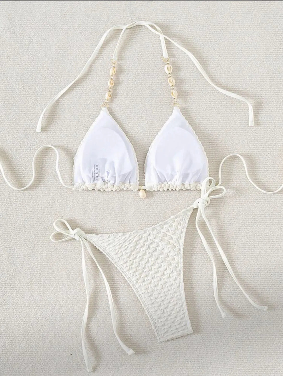 sexy shell chain halter string micro bikinis sets two pieces tie thong swimsuit bathing suit swimwear biquini bakini tankini