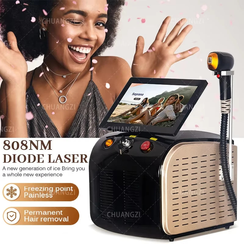 Portable Diode Ice Titanium Laser Hair Removal Machine Professional Permanent Alexandrite Device 808nm 5 Waves