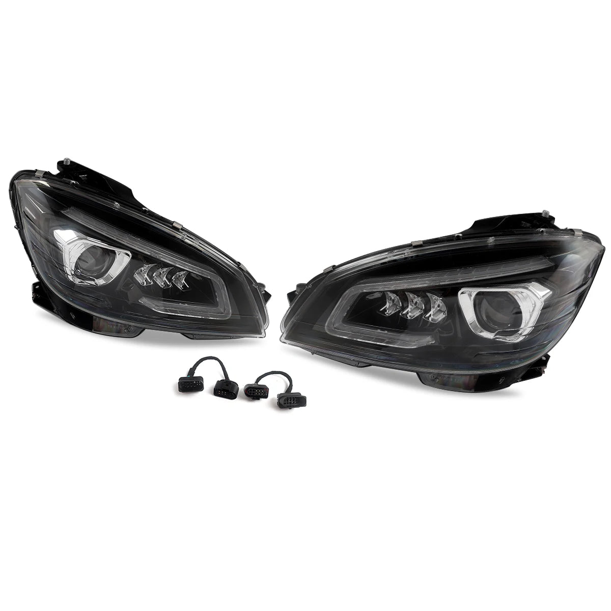 MAGICKIT Projector Headlights For 2007-2011 Mercedes C Class W204 S204 C300 C350 LED Headlamp Car Accessories