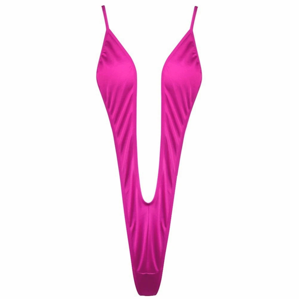 Women Sexy Lingerie Bodysuit Swimsuit Tempt Backless Deep V Bikini High Stretch Three-Point  Bikini Swimsuit Clubwear