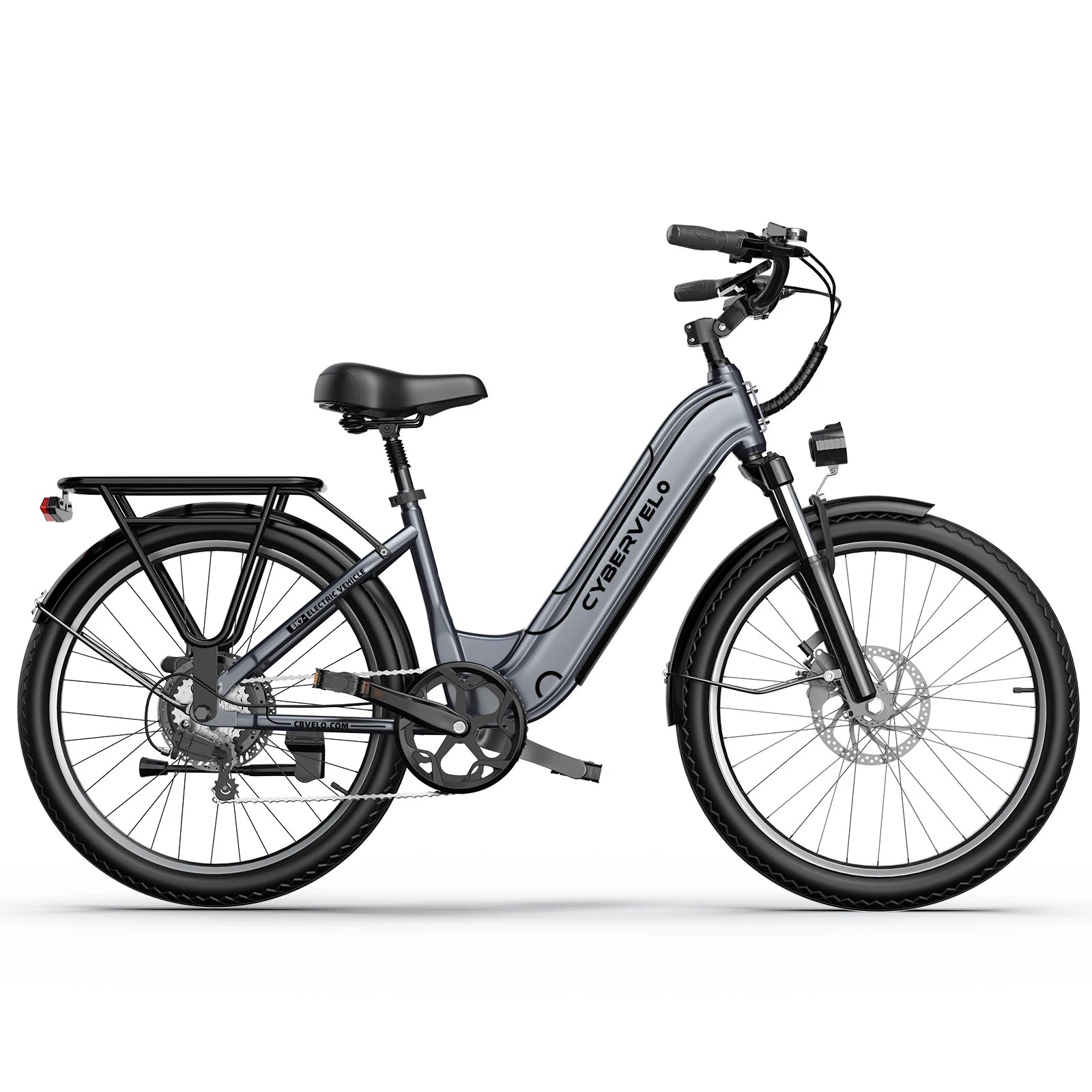 1000W Electric Bike for Adults Cybervelo EK7 26inch Shimano 7 Speed 80+Miles Removable Battery All Terrain E-bike
