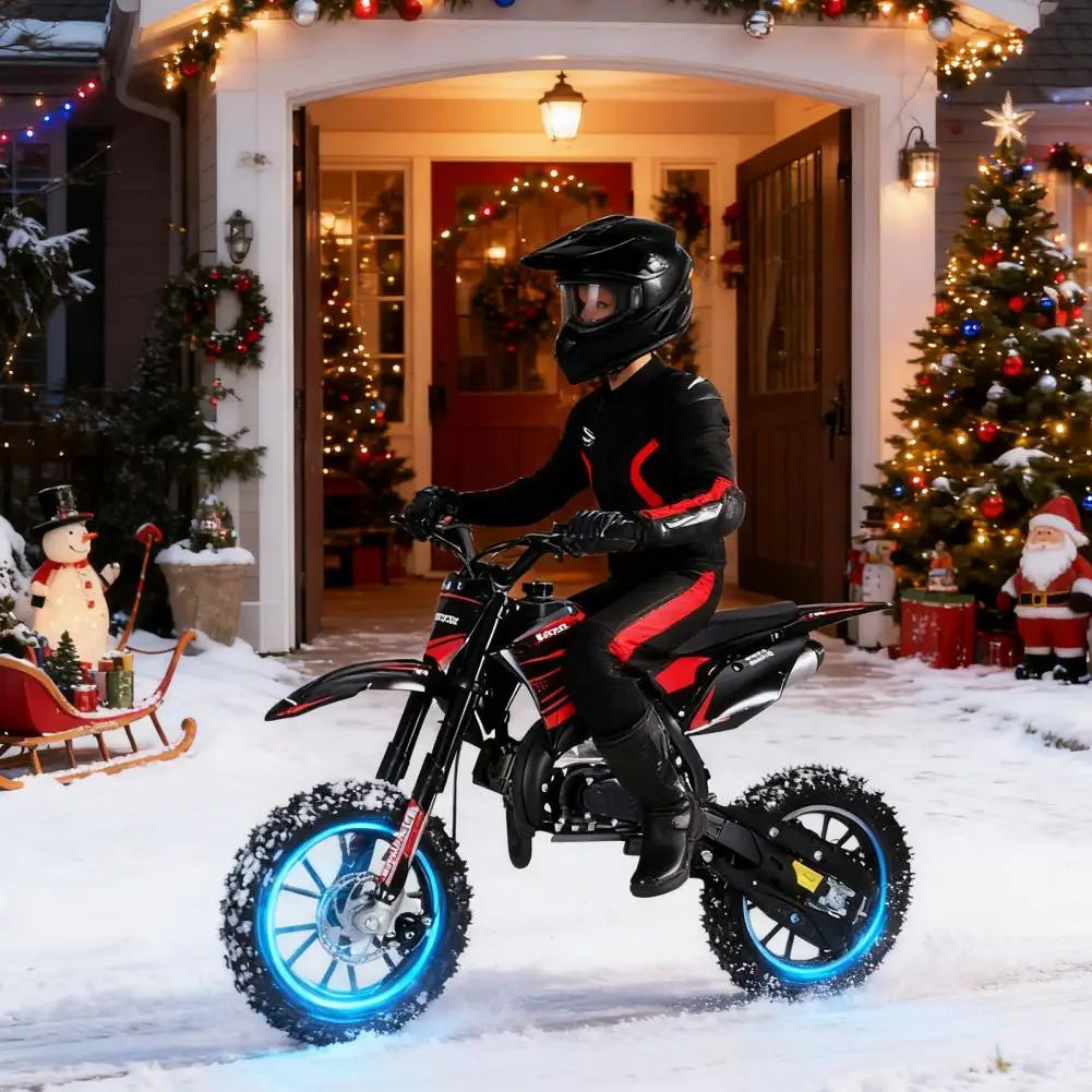 Gas Bike For Kids, Mini Dirt Bike, 49CC 2-Stroke Gas Powered Motorcycle, Shock Absorption Pocket Motorbike, Up to 25 Mph