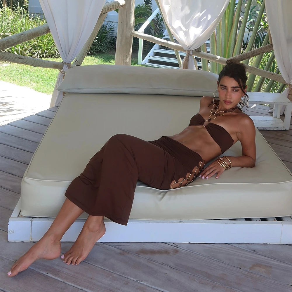 Ring 3 Pieces Bikini 2025 Sexy Women Swimsuit Swimwear Female Skirt Push Up Bikini Set Solid Biquini Bathing Suit Swimming Suit
