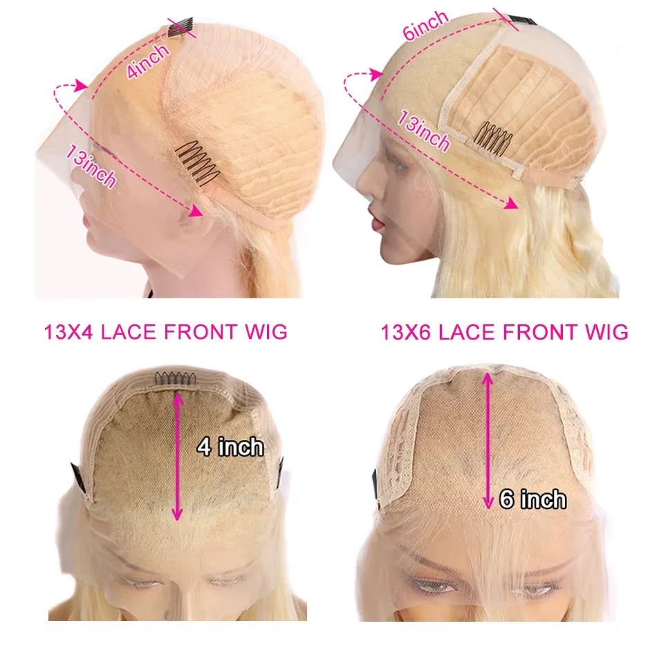 250 Density Straight Human Hair Wigs Blonde 613 HD Lace Frontal Wig 13x6 40 Inches Lace Front Wig Brazilian 100% Human Hair Wigs