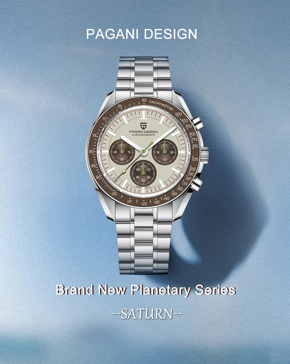 PAGANI DESIGN 2026 New Saturn Watch Luxury Quartz Watches For Men Stainless steel Luminous AR Sapphire crystal Chronograph Man