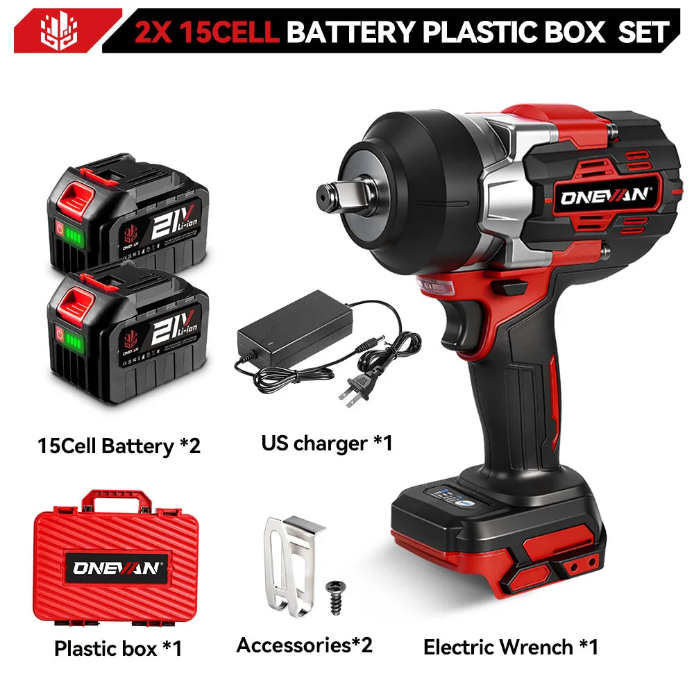 ONEVAN 2800N.M Brushless Electric Impact Wrench High Torque 1/2 Inch Screwdriver Drill Repair Tool For Makita 18V Battery Pin