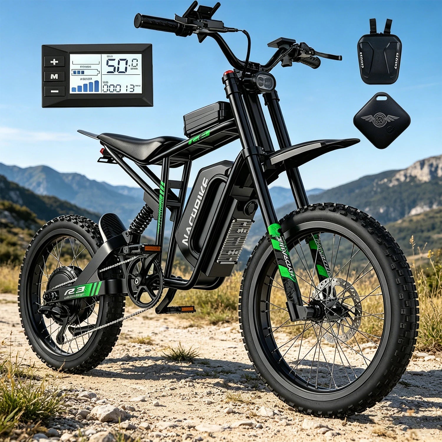 R3 Electric Dirt Bike for Adults Peak 6000W brushless Motor 45-50MPH Speed Dirtbike 50 Miles Range Ebike with 60V 25Ah Battery