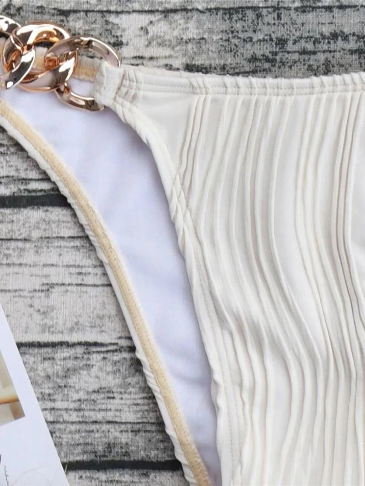 Sexy Metal Rings Halter Wrinkled Bikini Female Swimsuit Women Swimwear Two-pieces Bikini set Bather Bathing Suit Swim Lady K4149