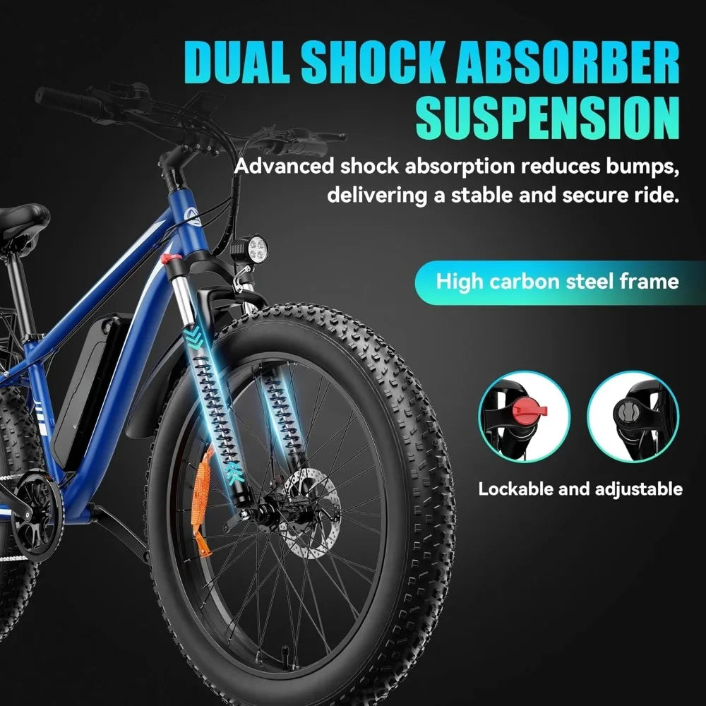 Electric Bike for Adults Peak 1500W Electric Bicycle 48V 15AH (720WH) Battery Electric Bike 26" Fat Tire Mountain,Customized
