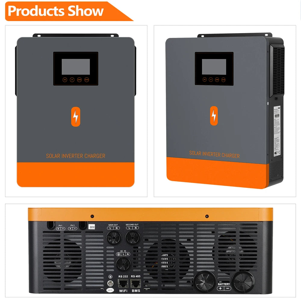 PowMr 10.2KW 48V MPPT Solar Inverter Pure Sine Wave Hybrid 160A 230VAC Output PV 90V~500V Input With Dual AC&Dual PV Interface