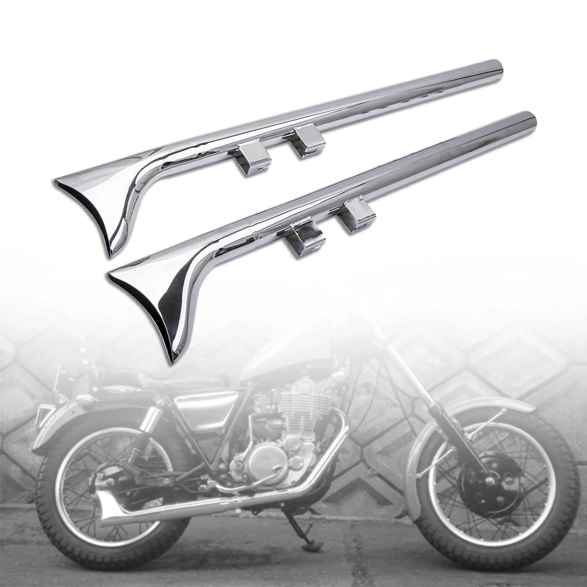 2Pcs/Set Chrome 36" Fishtail Slip On Exhaust Pipe for Harley Touring Road 1995-2016  Hot Sale