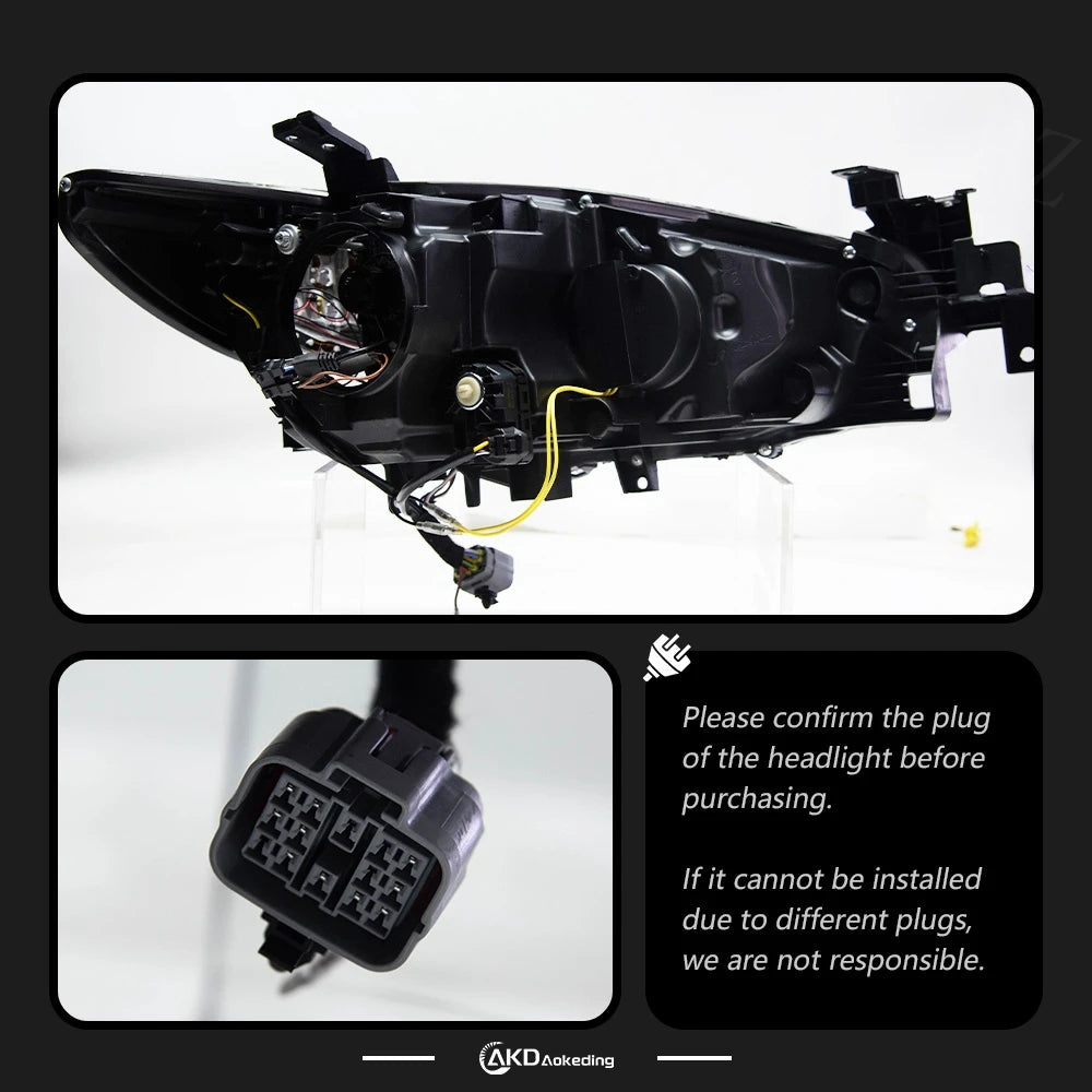 Head Lamp For Mazda 6 Atenza 2013-2017 Mustang Headlights Fog Light Day Running Light DRL H7 LED Bi Xenon Bulb Car Accessory