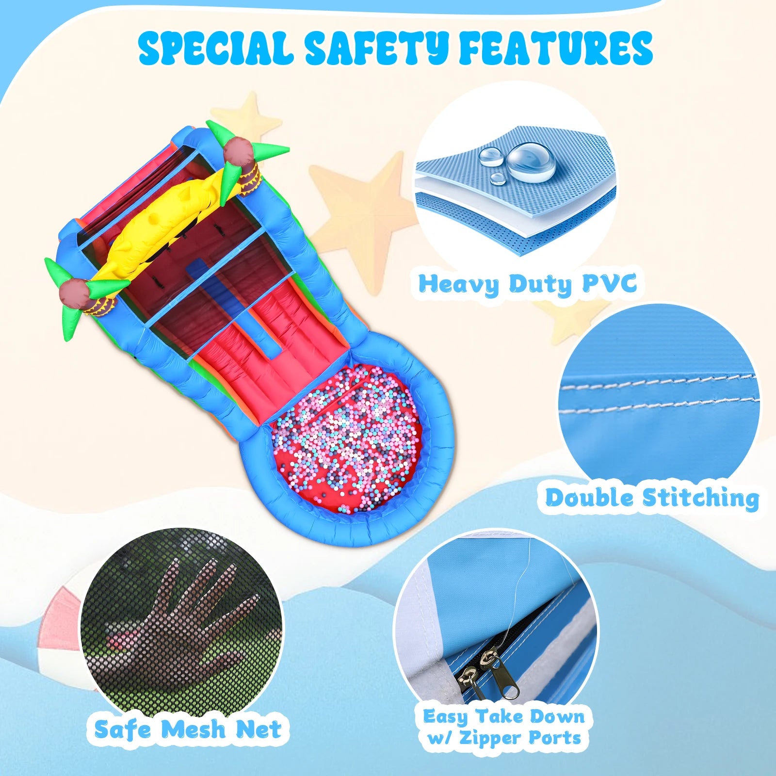23FT Commercial Giant PVC Inflatable Bounce House Dual Water Slides Water Park Children's playground, children's toys
