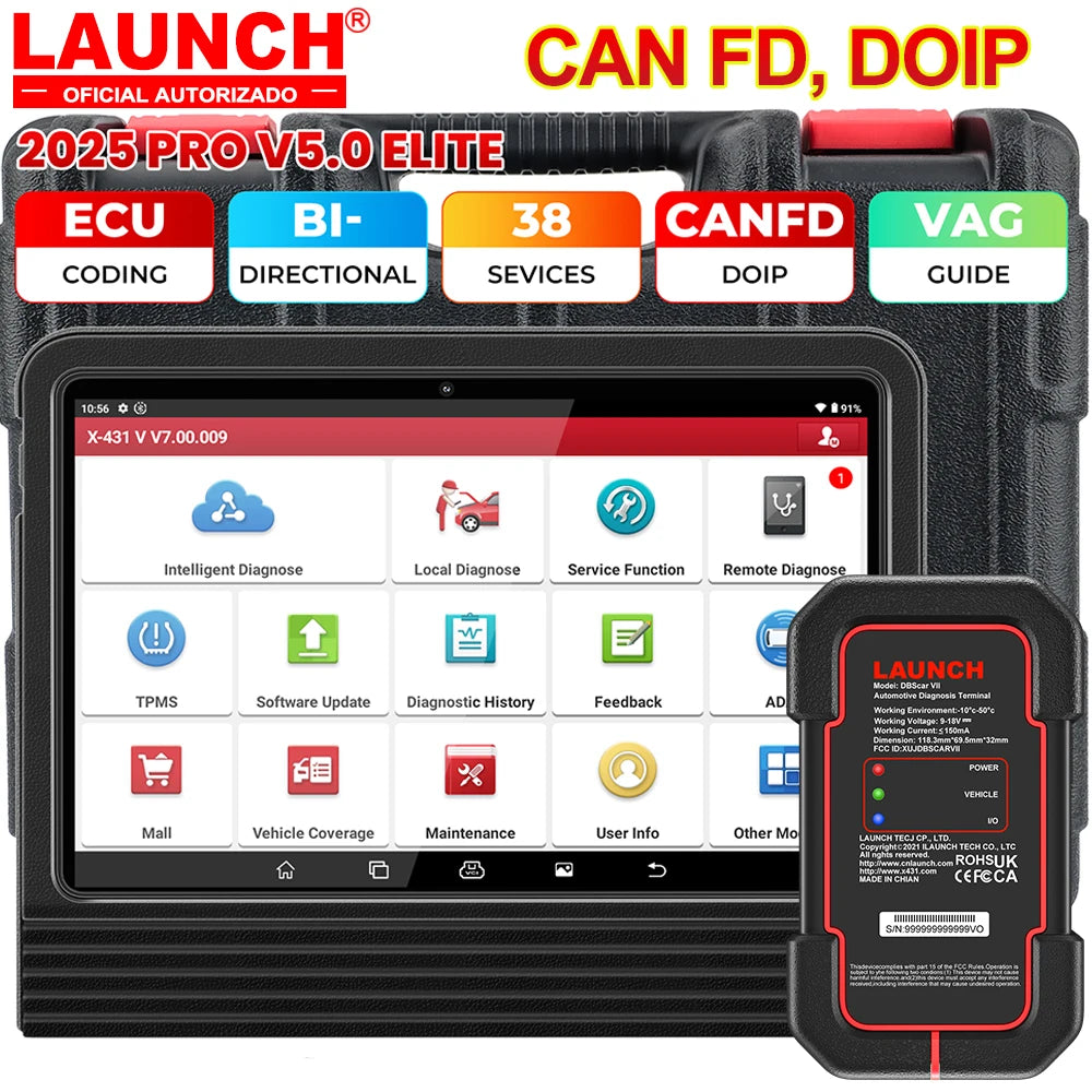 Launch X431 PRO V5.0 Car Diagnostic Tools ECU Online Coding Active Test Car Diagnostic Tools CAN FD 36 Resets Car Auto scanner