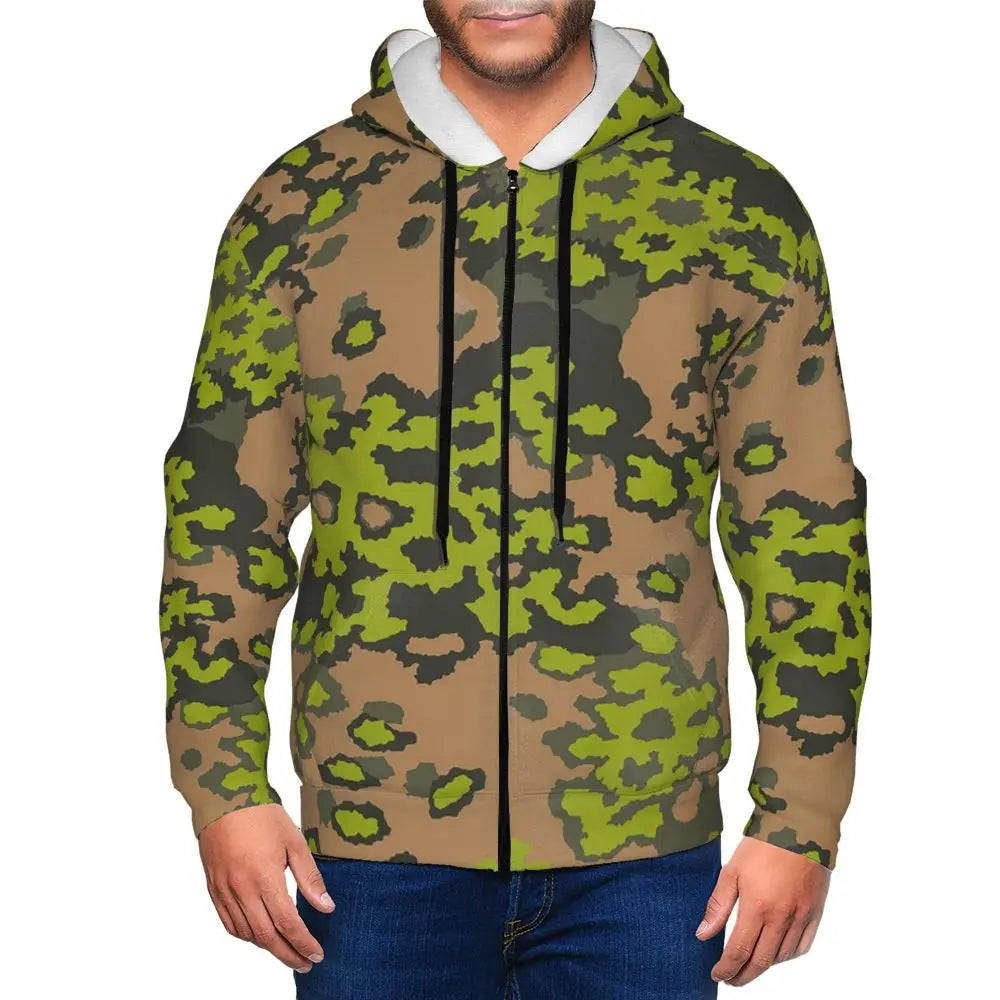 Splintertarn German WW2 Camouflage Army Military Camo  Zipper Hoodies Pullover Autumn Winter Sweatshirt Long Sleeve Tops