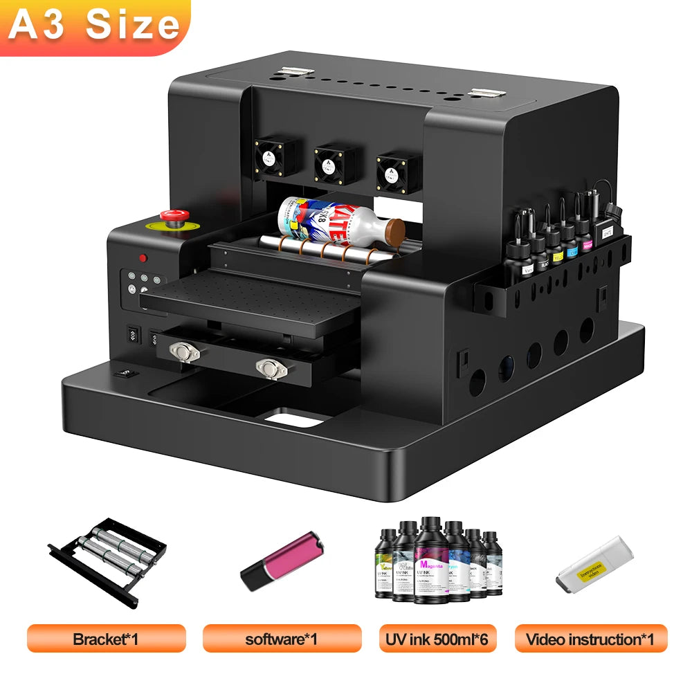 A3 UV Printer Impresora L805 UV Printer Machine UV Flatbed Printer For Bottle Wood Metal A4 UV DTF Printer Sticker 3d Printe