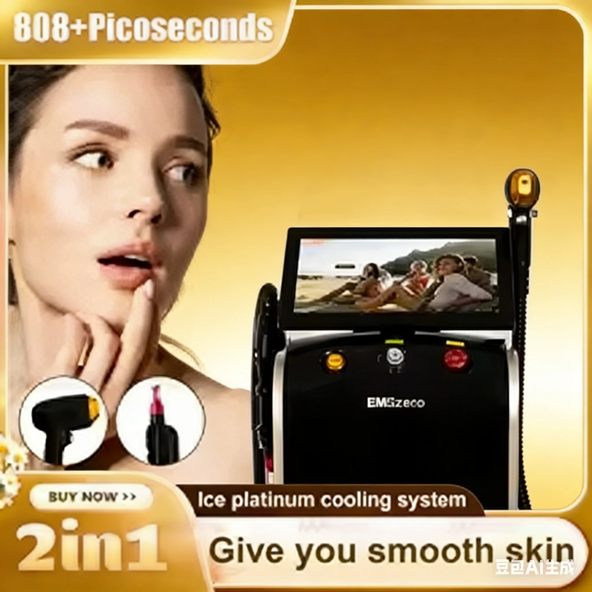2in1 Soprano Titanium Ice Platinum Diode 755 808 1064nm 3 Wavelength Laser ND:YAG Machine Painless Hair Removal Machine