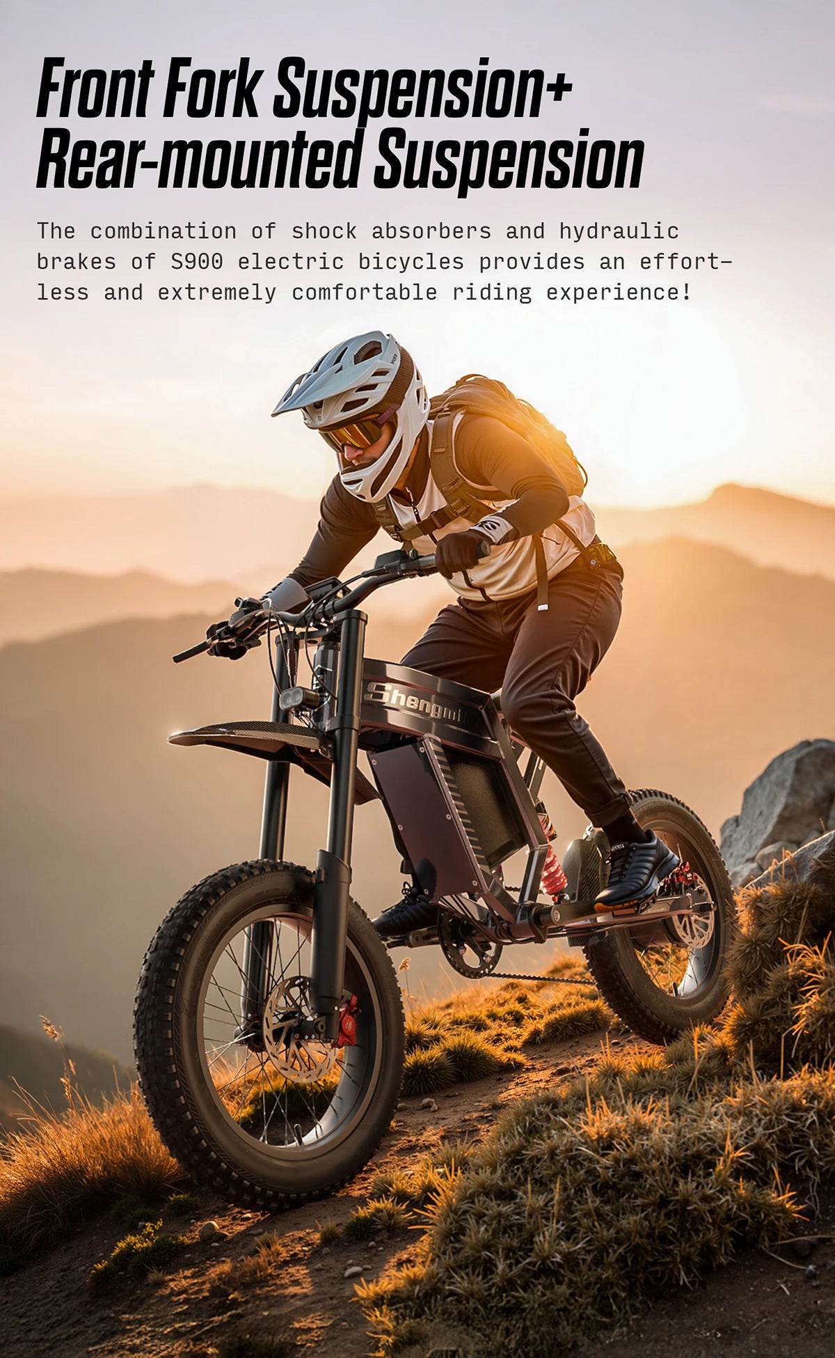 Shengmilo S900 60V30AH Battery electric bicycle,Adult 1500W E-bike Men's E-Mountain ebike , 20" Fat Tire Electric Bike