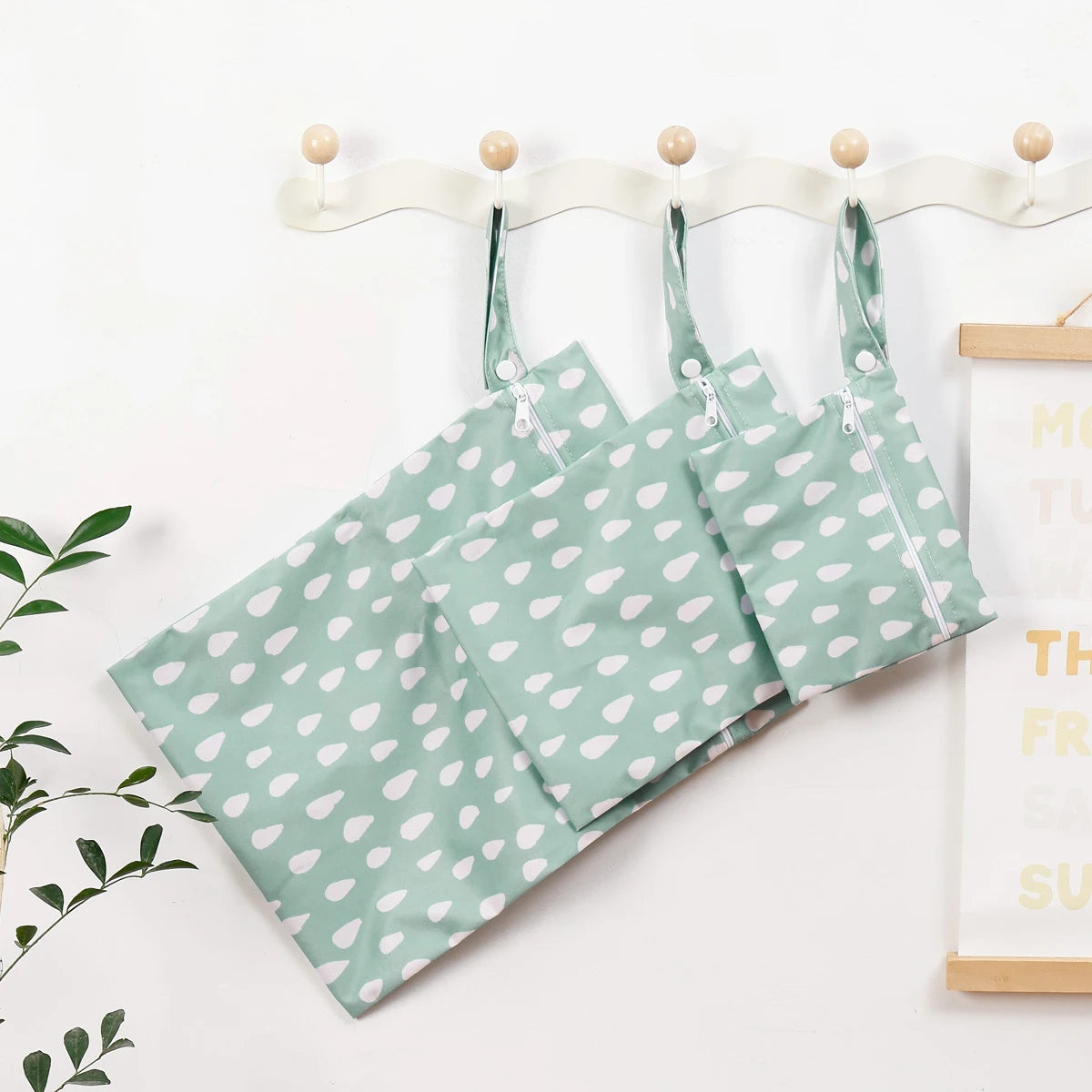 Happyflute 3pcs Different Size Waterproof Wet Bag For Cloth Diapers&Breast Pump Part Organizer For Swimsuit Wet Clothes