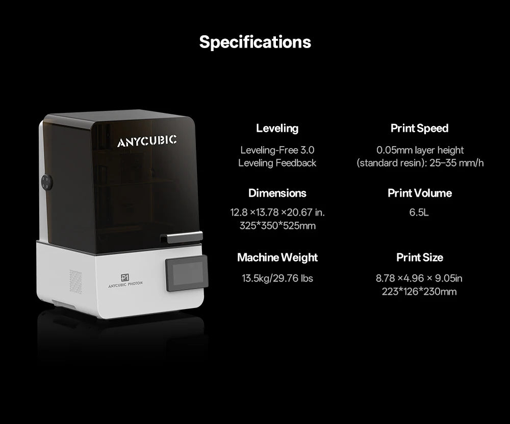 ANYCUBIC Photon P1 14K LCD 3D Printer Support Dual-Color Printing With Industrial-Grade Ball Screw Large jewelry 3d printer