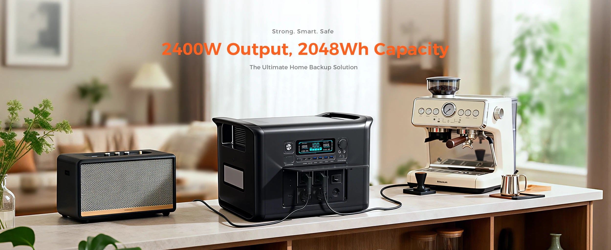 2400W Portable Power Station 2048Wh Lifepo4 Battery Outdoor Pure Sine Wave Energy Storage Home Emergency Power Supply Station ﻿