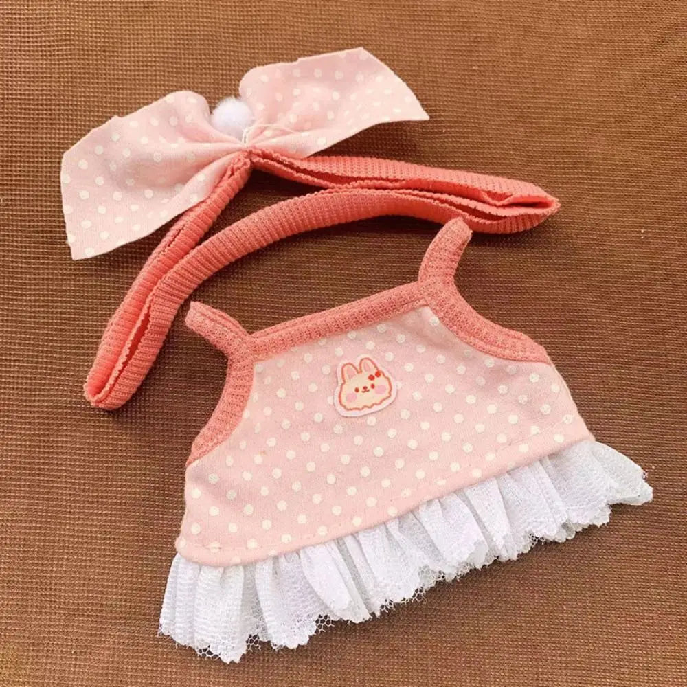 Head Cover 20cm Cotton Doll Dress Shoulder Strap Skirt Hoodies Cotton Doll Clothes DIY Dress Up Sweet Plush Toy Clothes