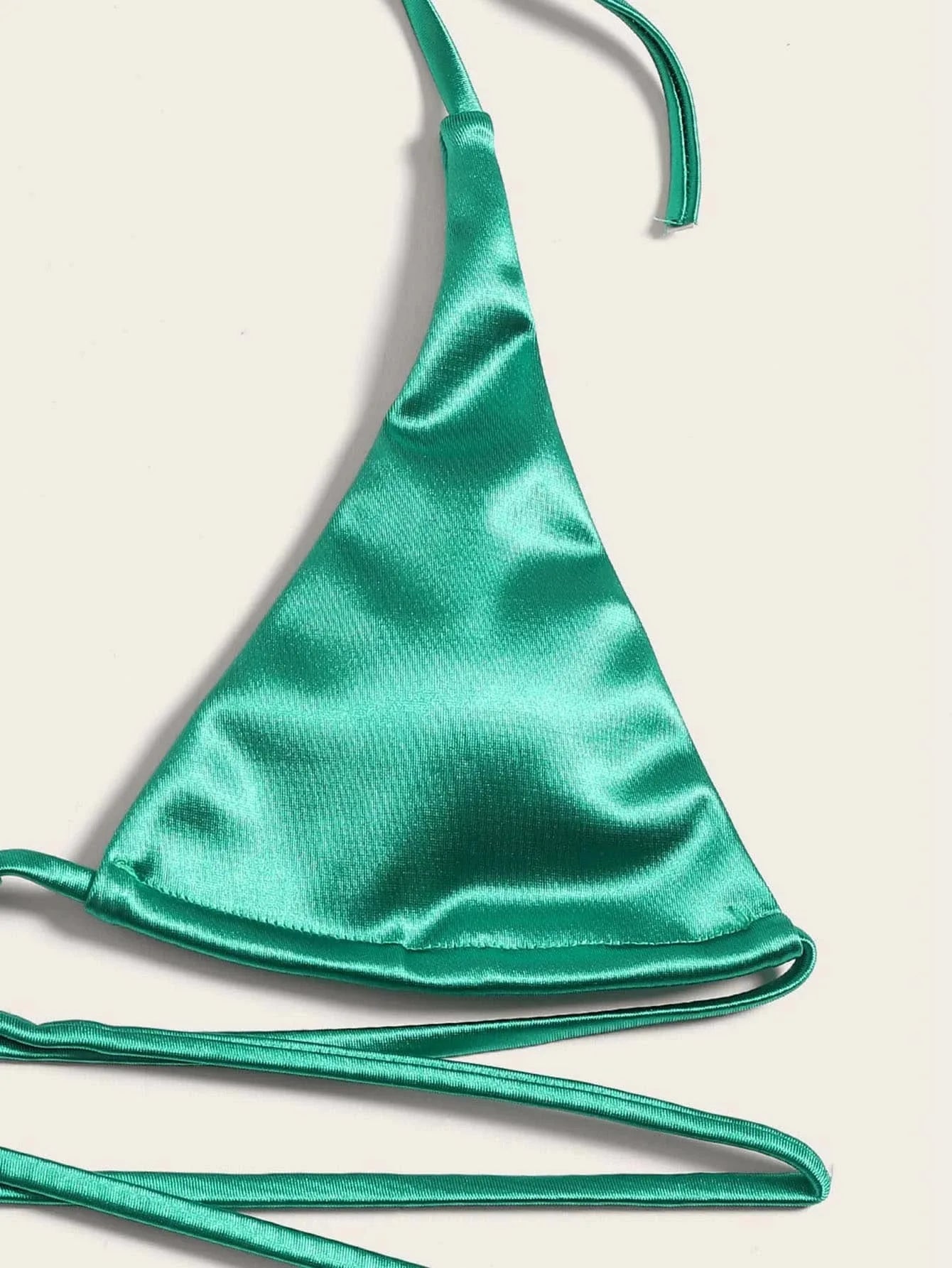 Sexy Women's Metallic Halter Top Two Piece Swimsuit Tie Side Triangle Bikini Summer Solid Bathing Suit Beachwear Bikini Set