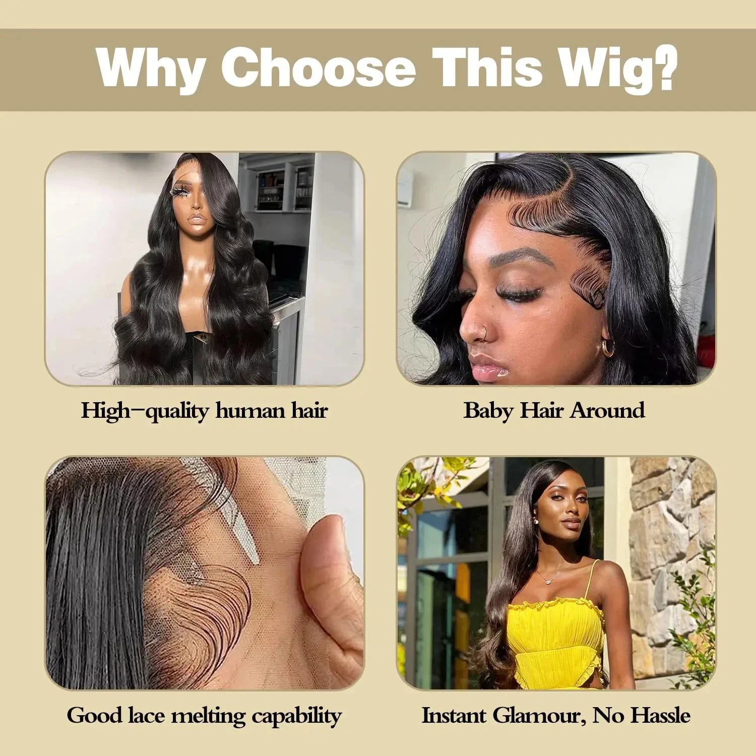 Kinky Straight Glueless Wigs Adjustable Drawstring 3 IN 1 Half Wigs Human Hair 250% Snug Fit No Leave Out Clip-in Yaki Wave Wigs