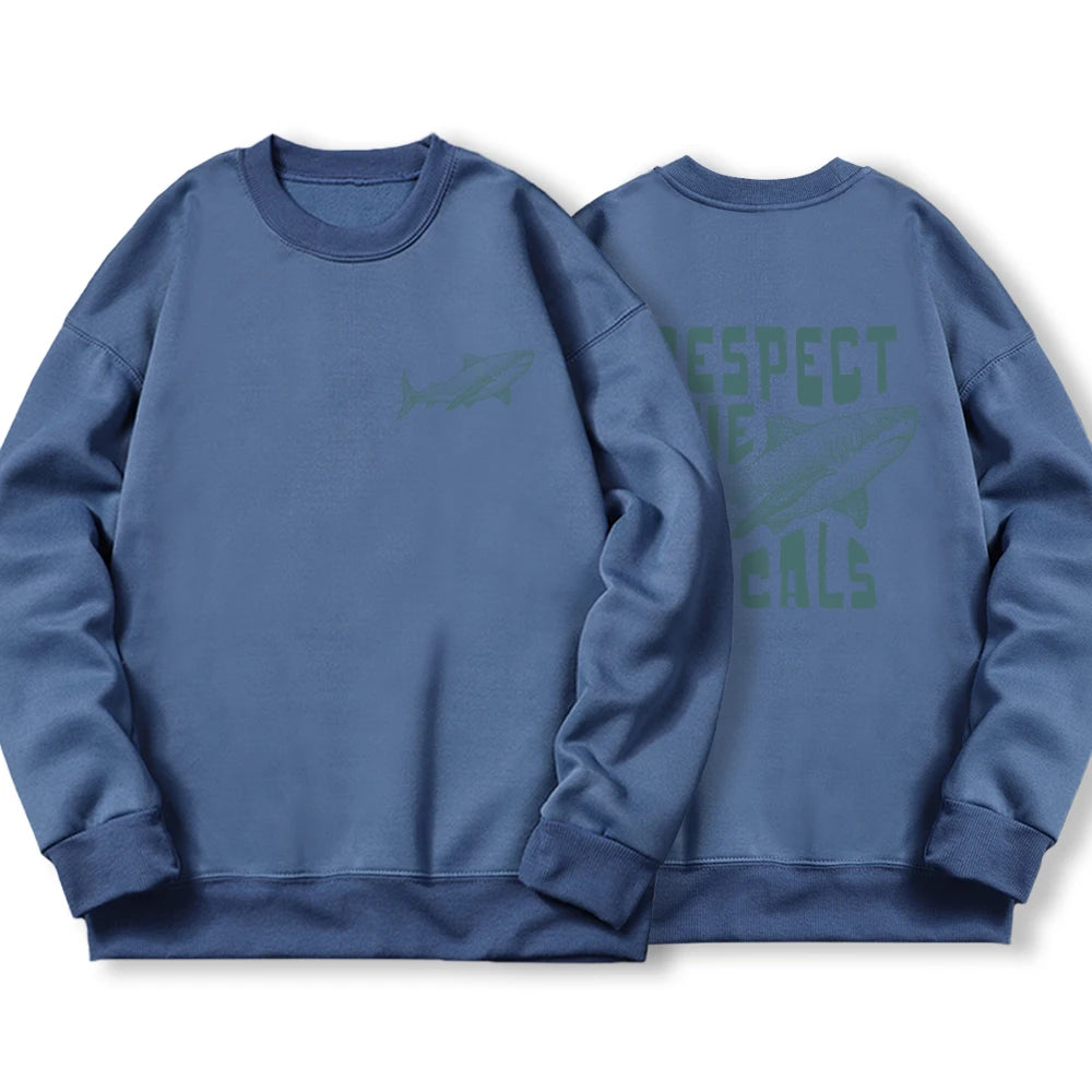 Respect The Locals Shark Male Hoodies Fashion Casual Hoodie Oversize Loose New Sweatshirts Autumn Warm Fleece Clothing Women