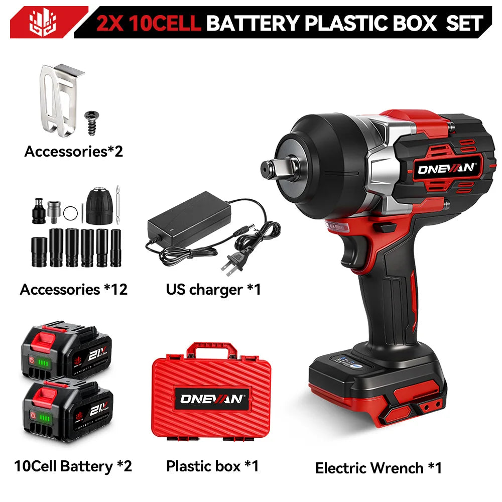 ONEVAN 2800N.M Brushless Electric Impact Wrench High Torque 1/2 Inch Screwdriver Drill Repair Tool For Makita 18V Battery Pin