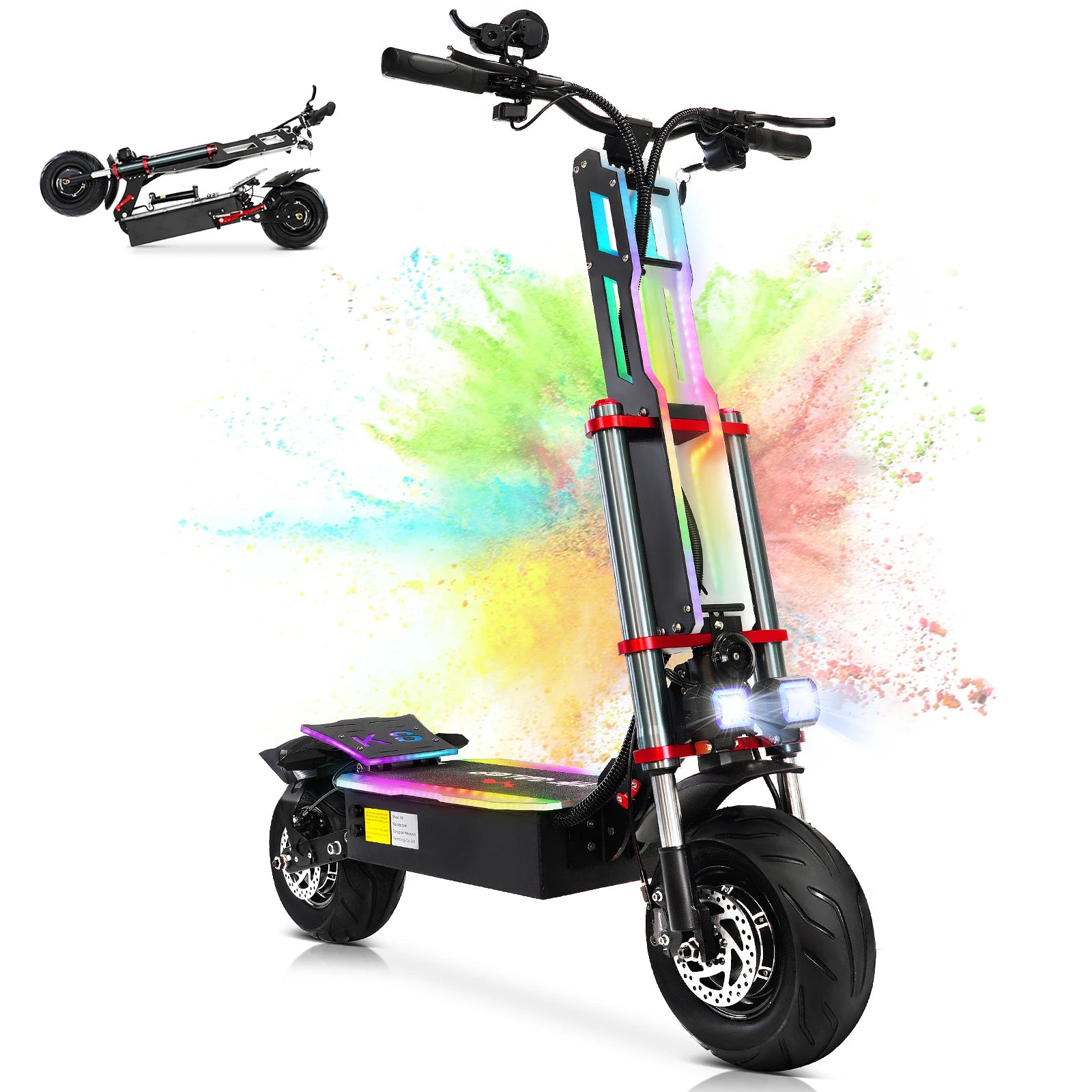 TIFGALOP K8 Adult Foldable Electric Scooter 12 Fat Tireh tire,E-mountain scooter 3000W*2 Motor 60V38AH Battery City Escooter