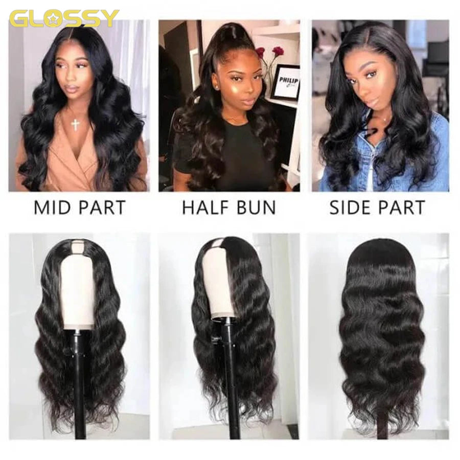 Body Wave V Part Wig 100% Human Hair For Women 250 Density 30Inch No Leave Out Glueless U Part Water Wave Brazilian Wigs On Sale