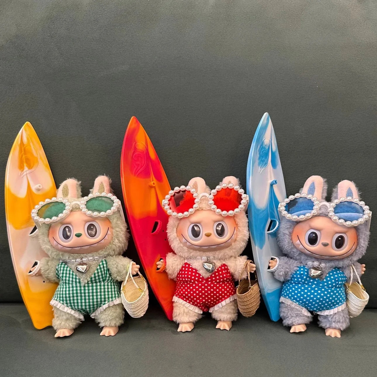Swimsuit Beach Diving Surfboard for 15/17cm Labubu Glasses Swimming Circle for Labubu V1/V2/V3 Doll Clothes Outfit Accessories