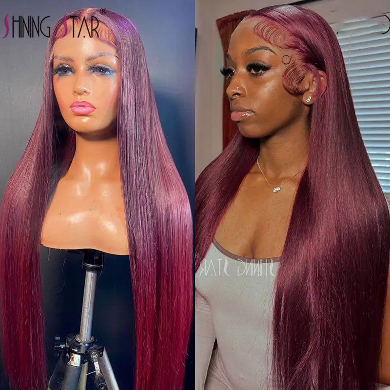 13X4 Wear And Go Glueless Lace Frontal Wig Body Wave Colored Burgundy 13X6 Lace Closure Human Hair Wigs Glueless Ready To Wear