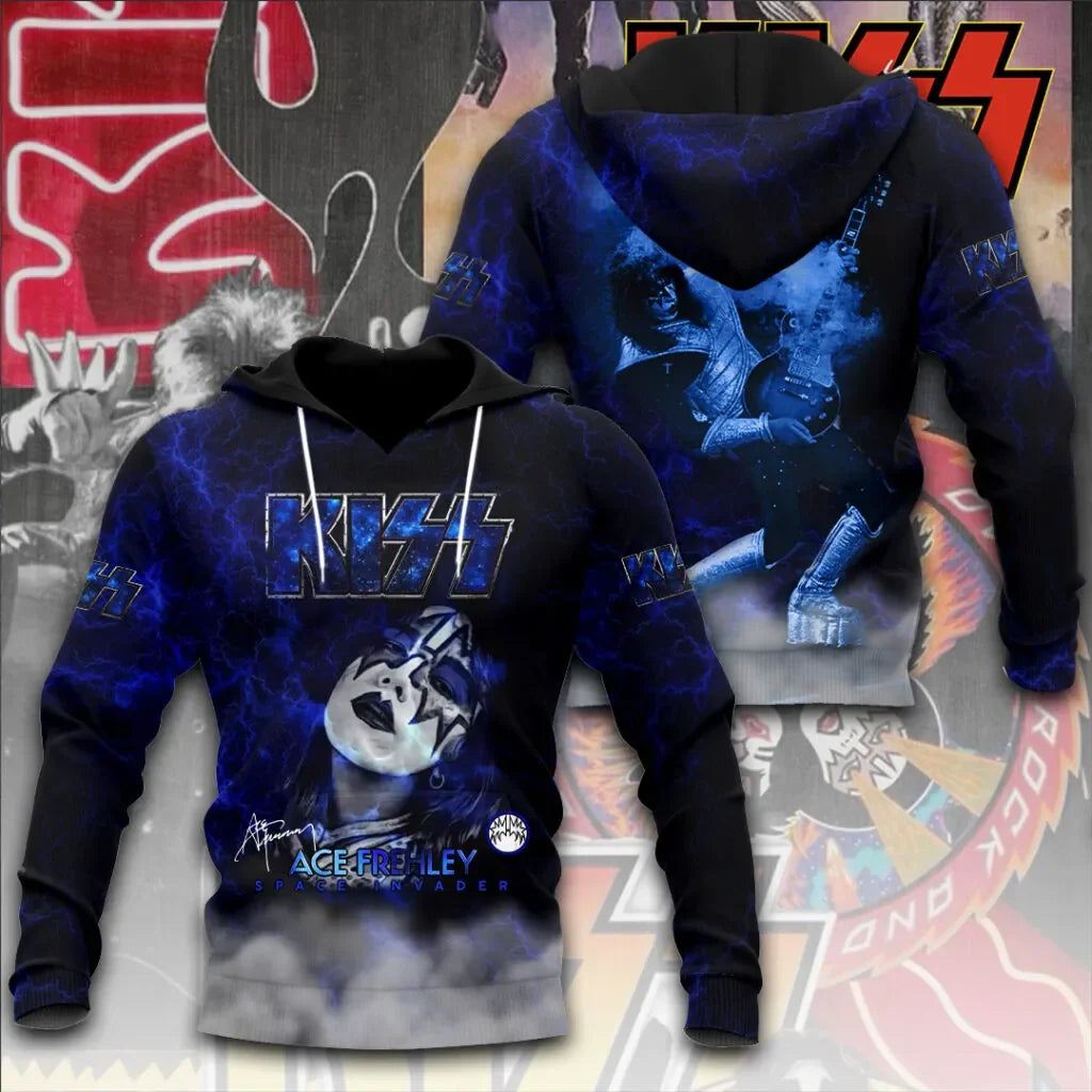 Rock KISS Hoodie Sweatshirt Male 3D Print Men Women Hip Hop Trend Tracksuit Pullover Coat Oversized Y2k Men's Hoodies