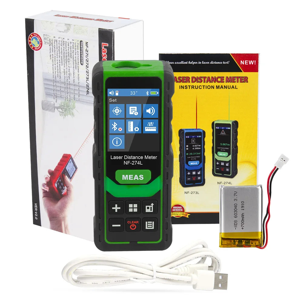 Noyafa Nf-274l Green Laser Distance Meter 60m Rangefinder Laser Range Tape Finder Measure Electronic Level Test Tools