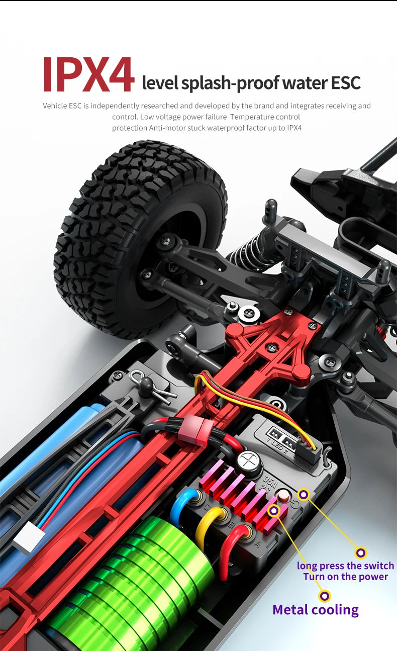 Teeggi 16101 /16102 PRO 1:16 High Speed RC Car With LED Light Drift 70KM/H 4WD RC Off-Road Car Monster Truck Toy For Kid Gifts